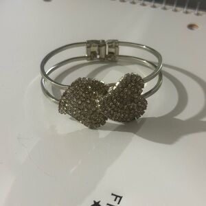 Heart pave cuff bracelet 8”